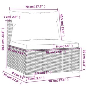 2-dielna záhradná sedacia súprava s vankúšmi polyratan čierna - Image 6