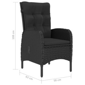 3-dielny záhradný bistro set čierny polyratan a akáciové drevo - Image 11