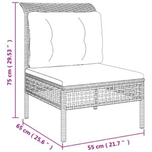 7-dielna záhradná sedacia súprava s vankúšmi sivá polyratanová - Image 8