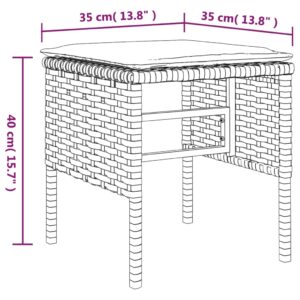 Záhradné podnožky s vankúšikmi 4 ks čierne polyratan - Image 8