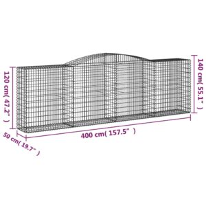 Oblúkové gabionové koše 2 ks 400x50x120/140 cm pozink. železo - Image 6