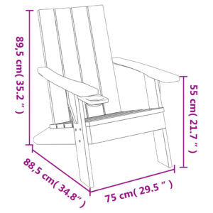 Záhradná stolička Adirondack bledohnedá 75x88,5x89,5cm PP - Image 8