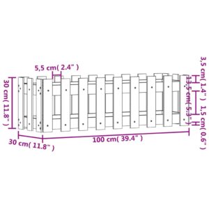 Vyvýšený záhon s dizajnom plotu čierny 100x30x30 cm borovica - Image 9