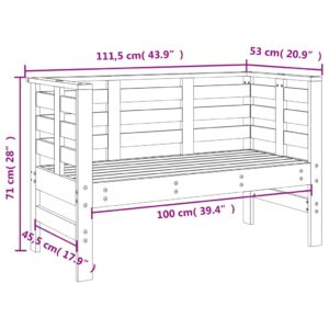 Záhradná lavica biela 111,5x53x71 cm masívna borovica - Image 9