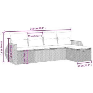 5-dielna záhradná súprava pohoviek s vankúšmi čierna polyratan - Image 3