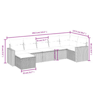 7-dielna záhradná súprava pohoviek s vankúšmi čierna polyratan - Image 3