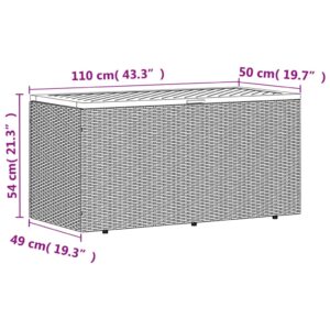 Záhrad. úložný box čierny 110x50x54 cm polyratan akáciové drevo - Image 11