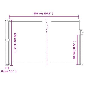 Zaťahovacia bočná markíza, hnedá 120x600 cm - Image 10