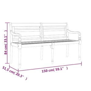 Lavička Batavia s béžovou podložkou 150 cm tíkový masív - Image 8