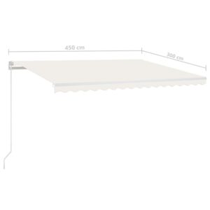 Ručne zaťahovacia markíza s LED 450x300 cm krémová - Image 7