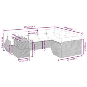 10-dielna záhradná sedacia súprava s vankúšmi polyratan čierna - Image 3