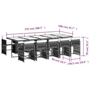 11-dielna záhradná jedálenská sada s vankúšmi čierna polyratan - Image 6