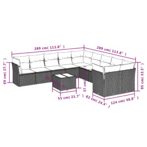 11-dielna záhradná jedálenská súprava vankúše béžová polyratan - Image 3