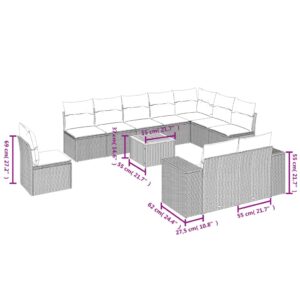 11-dielna záhradná jedálenská súprava vankúše béžová polyratan - Image 3