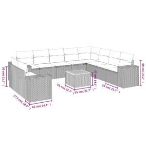 11-dielna záhradná sedacia súprava vankúše polyratan čierna - Image 3