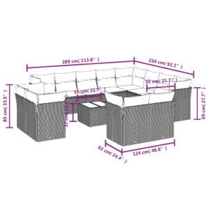 13-dielna záhr. jedálenská súprava s vankúšmi čierna polyratan - Image 3