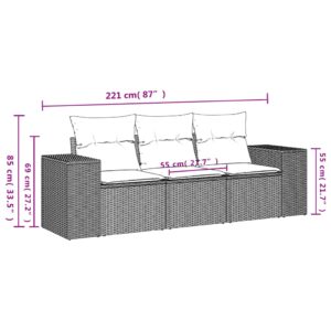 3-dielna záhradná súprava pohoviek s vankúšmi béžová polyratan - Image 3