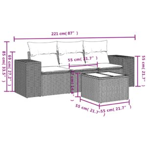 4-dielna záhradná sedacia súprava a vankúše svetlosivá - Image 3