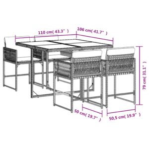 5-dielna záhradná jedálenská súprava a vankúše béžová polyratan - Image 4