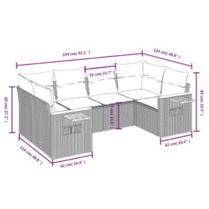 6-dielna záhradná súprava pohoviek s vankúšmi čierna polyratan - Image 3