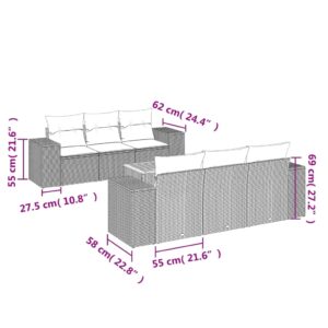 7-dielna záhradná sedacia súprava a vankúše béžová polyratan - Image 3