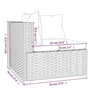 7-dielna záhradná sedacia súprava s vankúšmi čierna polyratan - Image 7