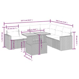 7-dielna záhradná súprava pohoviek s vankúšmi čierna polyratan - Image 3