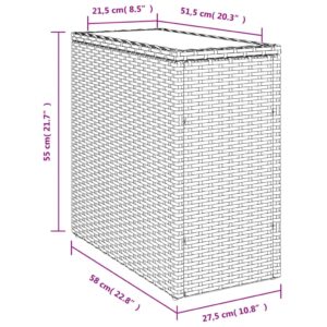 Záh. príručný stôl sklenená doska béžový 58x27,5x55cm polyratan - Image 11