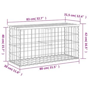 Záhradná lavica gabiónový dizajn 83x31,5x42 cm masívny douglas - Image 8