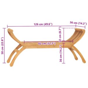 Záhradná lavička 126 cm, tíkový masív - Image 6