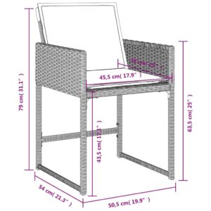 Záhradné stoličky s vankúšmi 4 ks svetlosivé polyratan - Image 11