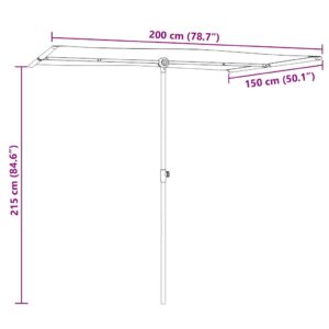 Záhradný slnečník s hliníkovou tyčou 2x1,5 m, azúrovo modrý - Image 11