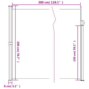 Zaťahovacia bočná markíza čierna 200x300 cm - Image 10