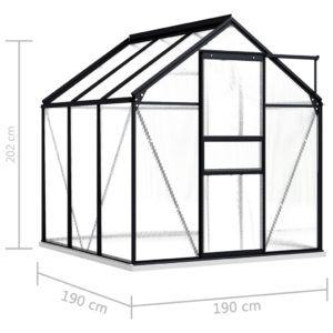 Skleník s podkladovým rámom, antracitový, hliník 3,61 m² - Image 6