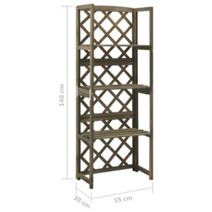 Mriežka na rastliny s poličkami 55x30x140 cm masívne jedľové drevo - Image 6