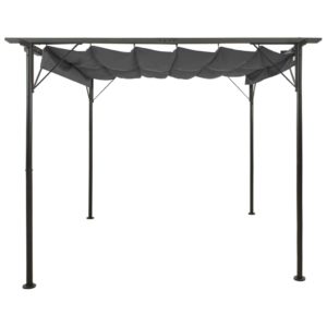 Pergola so zaťahovacou strechou antracitová 3x3 m oceľ 180 g/m² - Image 2