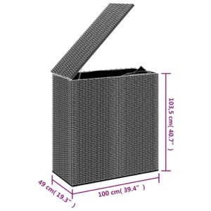 Záhradný úložný box z polyratanu 100x49x103,5 cm čierny - Image 5