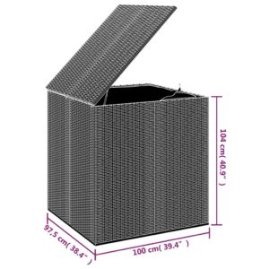 Záhradný úložný box z polyratanu 100x97,5x104 cm sivý - Image 5